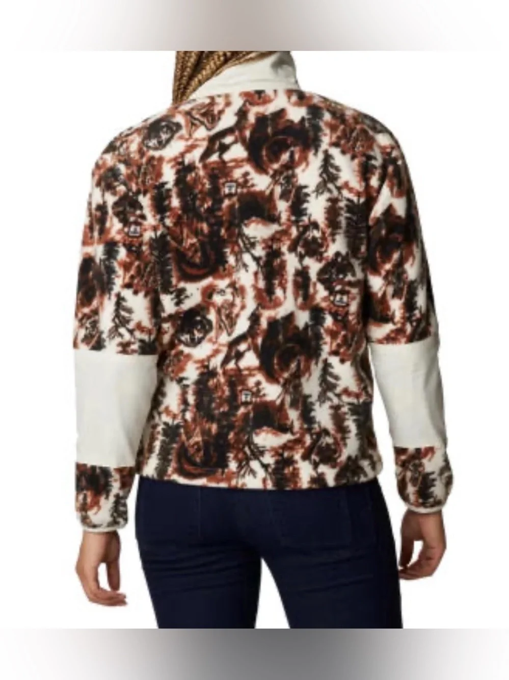Columbia Women’s Wolf Brown and Cream Printed Fleece Snap-Pullover, sz 2X - Picture 3 of 16